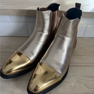 Gold and Bronze Metallic Ankle Boots